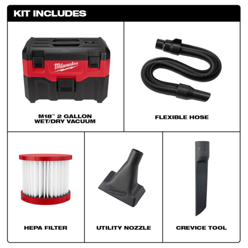 ASPIRADORA HÚMEDO/SECO M18 2 GAL MILWAUKEE 0880-205