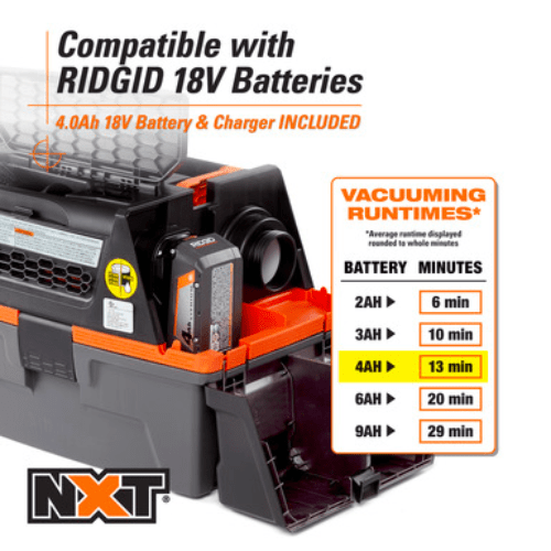 ASPIRADORA 3 GAL INALAMBRICA RIDGID 18V HD03205