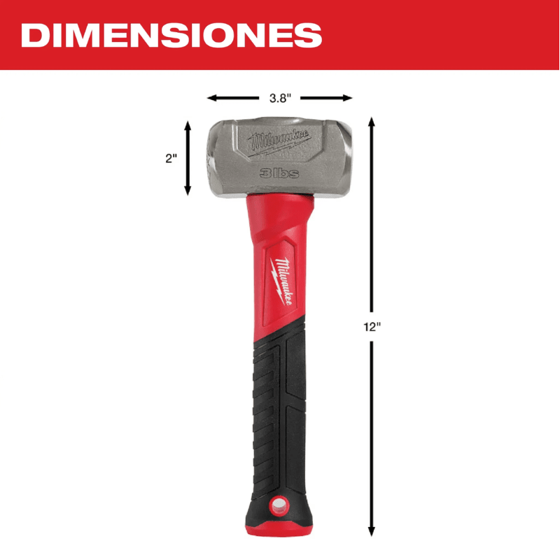 COMBO MARTILLO ACERO 3LB MANGO FIBRA DE VIDRIO MILWAUKEE 48-22-93106