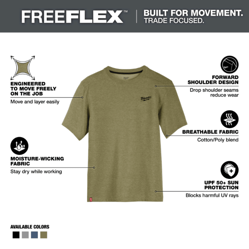 POLERA DE TRABAJO VERDE M HÍBRIDA FREEFLEX MILWAUKEE 603GN-M6
