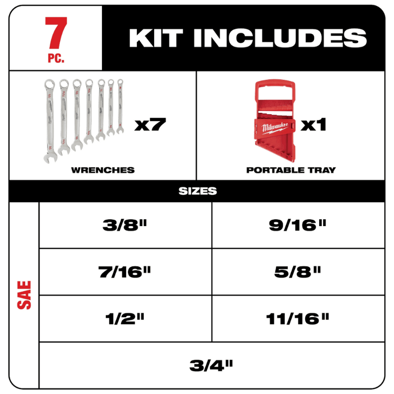 SET 7 LLAVES PUNTA CORONA SAE MILWAUKEE 48-22-94076