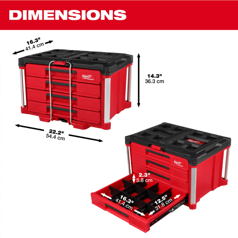 CAJA DE HERRAMIENTAS 4 CAJONES PACKOUT MILWAUKEE 48-22-84447