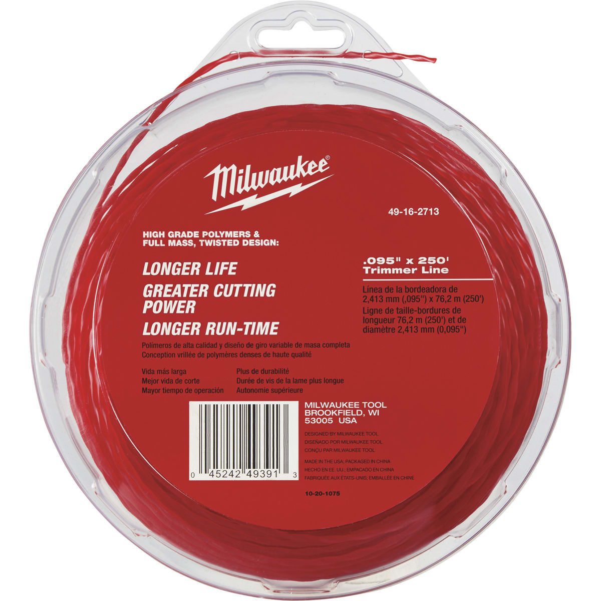 HILO PARA ORILLADORA 2.4 MM X 76 MTS MILWAUKEE 49-16-2713 0