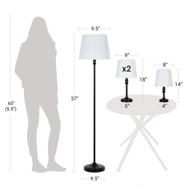 SET 4 LAMPARAS SATIN NEGRO ALSI5