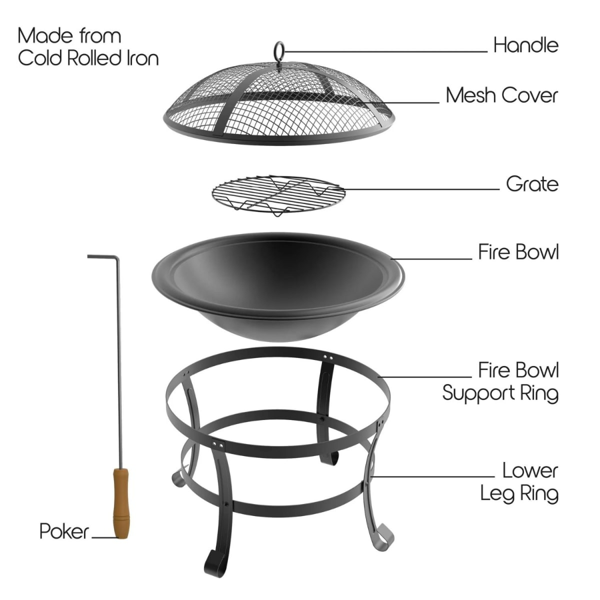 BRASERO METAL PARA JARDIN 20” COZI 30037TDS4