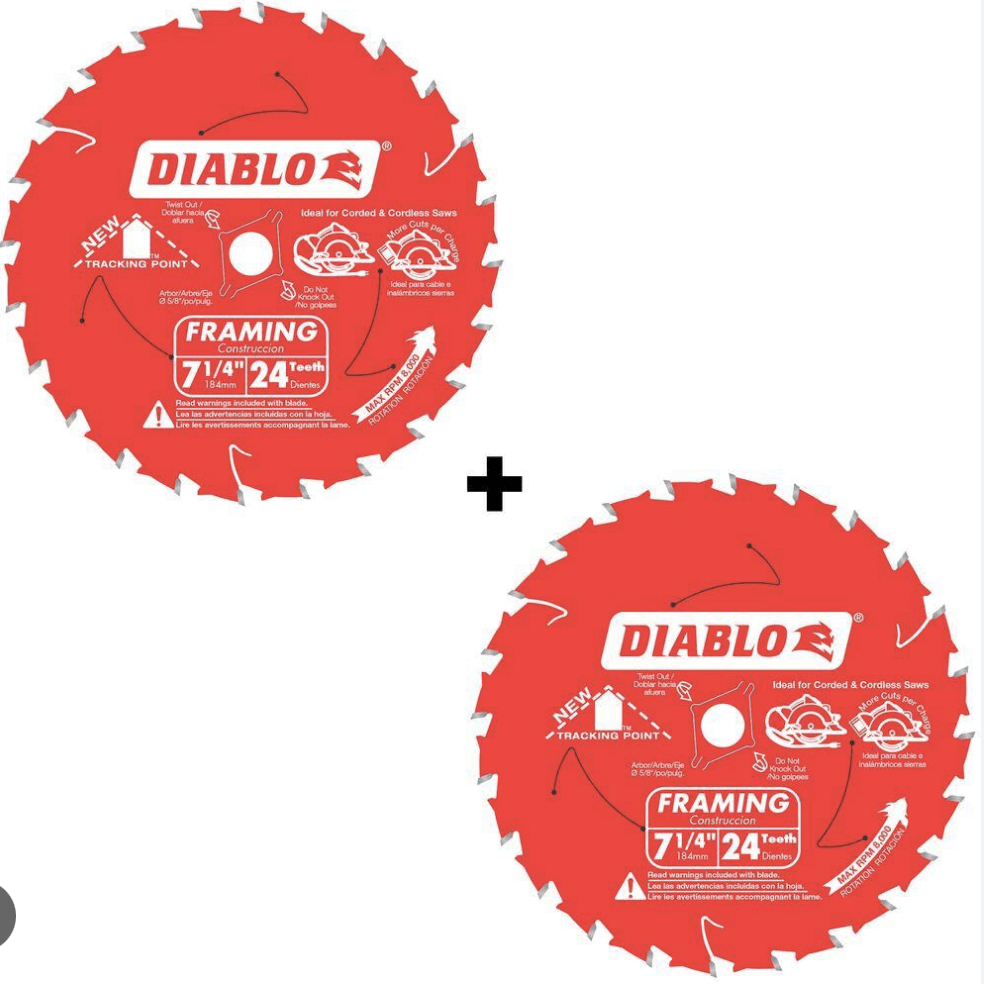 DISCO DE SIERRA 7 1/4” 24 T 2 UN DIABLO D0724RVP 0