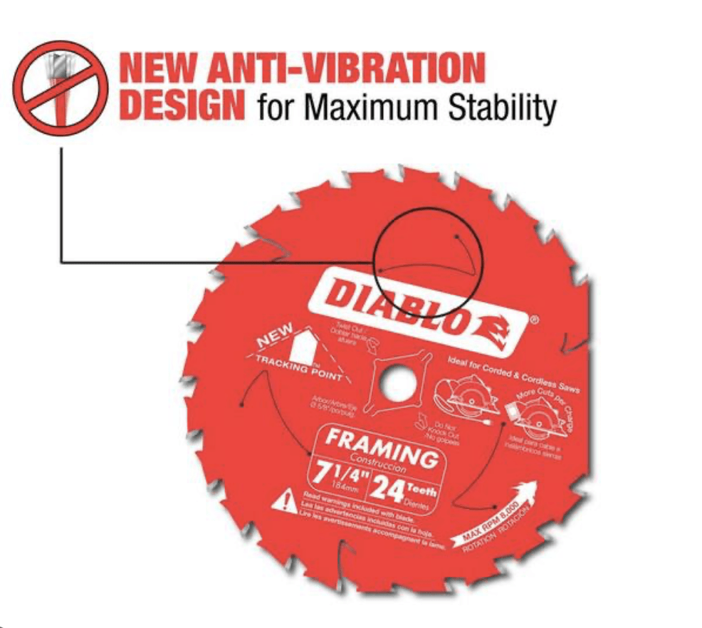 DISCO DE SIERRA 7 1/4” 24 T 2 UN DIABLO D0724RVP2