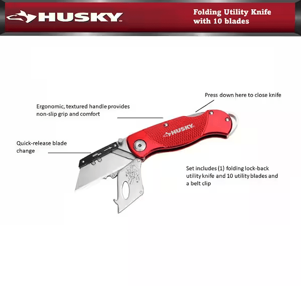 CUCHILLO PLEGABLE METALICO ROJO + 10 REPUESTOS 10051152833