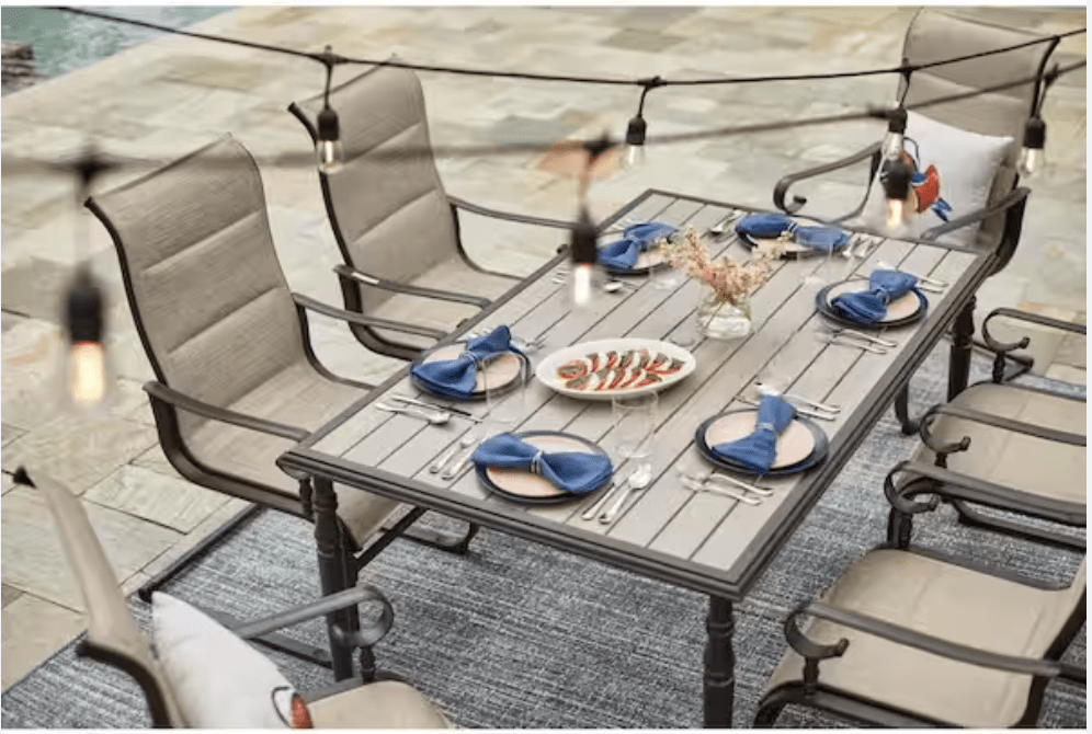 SET COMEDOR TERRAZA 6 SILLAS METAL HAMPTON BAY 10065724781