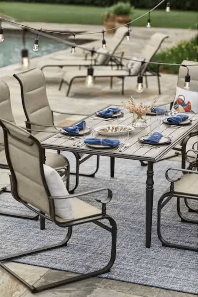 SET COMEDOR TERRAZA 6 SILLAS METAL HAMPTON BAY 10065724786