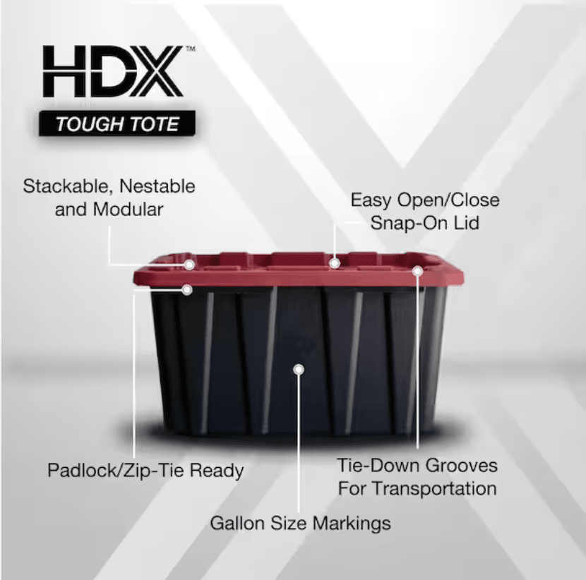 CAJA APILABLE 100 LTS C/ TAPA ROJA HDX 10057212544