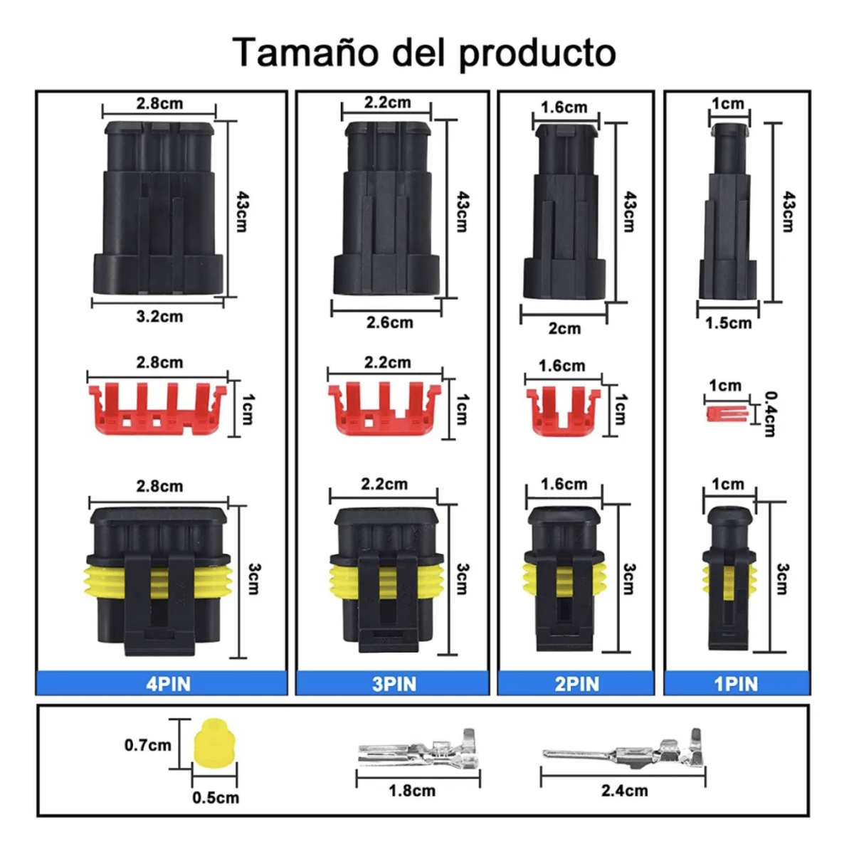 SET 352 CONECTORES ELECTRICOS IMPERMEABLES 12V DAYTON LJ0212