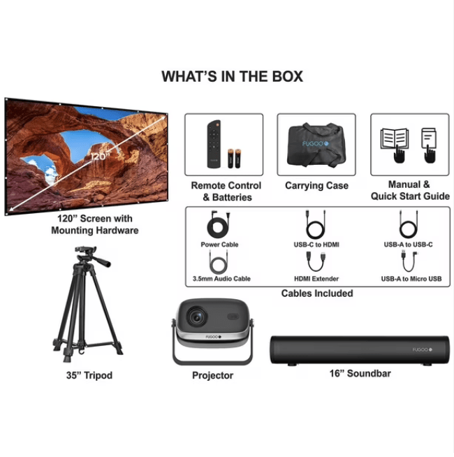 KIT PROYECTOR FULL HD FUGOO CON PARLANTE Y ACCESORIOS3