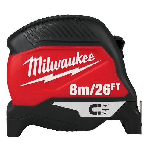 PACK HUINCHA MEDIR 8M 48-22-1026M + TIZADOR ROJO MILWAUKEE 48-22-39862