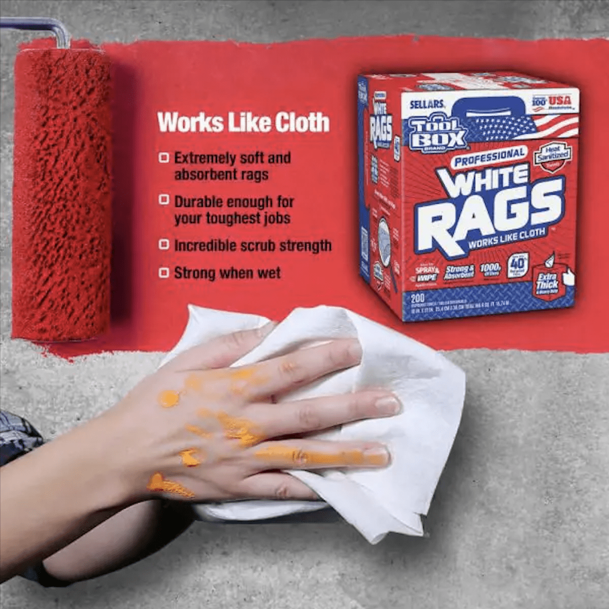 TOALLA MECANICO WHITE RAGS 200 UN3