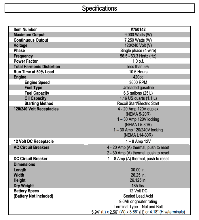 GENERADOR POWER HORSE 9000W 7501425