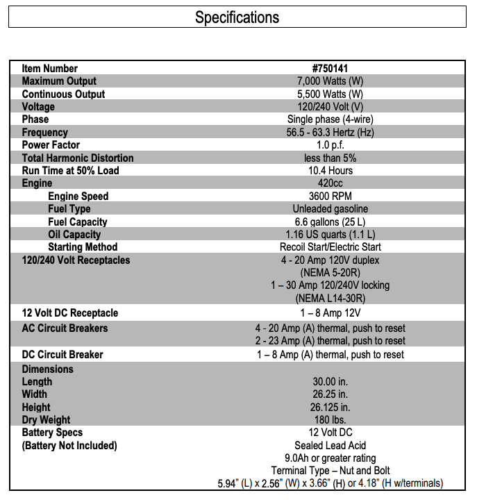 GENERADOR POWER HORSE 7000W 7501405
