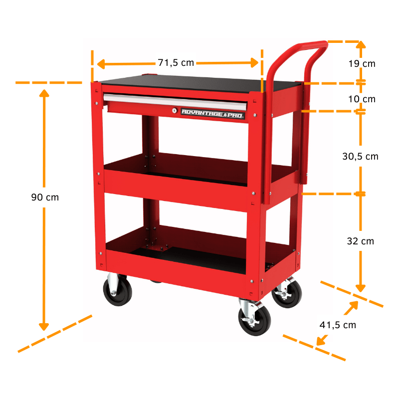 CARRO TALLER HERRAMIENTAS 3 NIVELES + 1 CAJÓN ADVANTAGE PRO CAT2-0832
