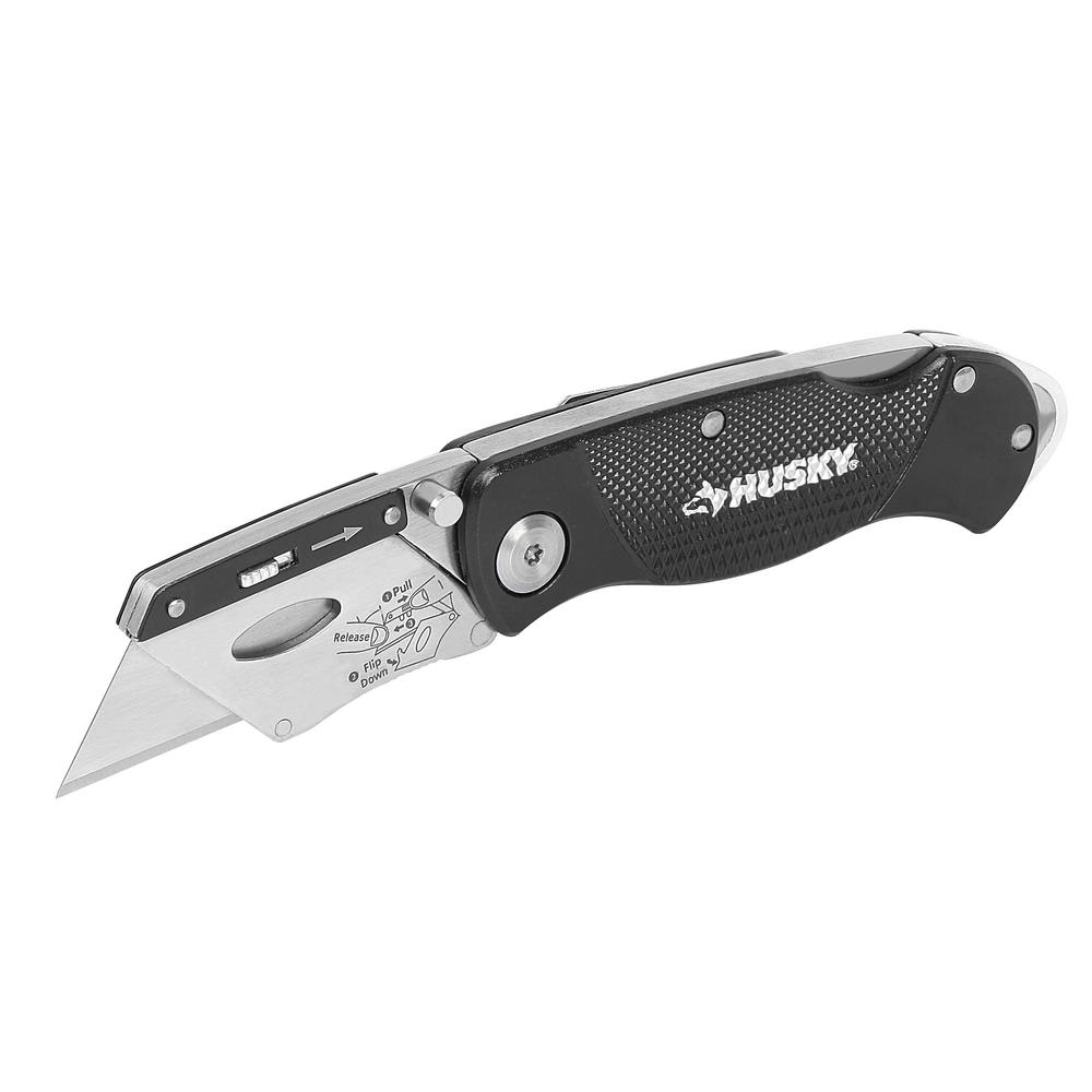 CUCHILLO PLEGABLE METALICO NEGRO + 10 REPUESTOS 1080112