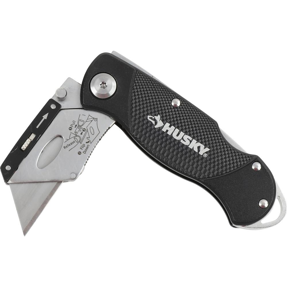 CUCHILLO PLEGABLE METALICO NEGRO + 10 REPUESTOS 1080113
