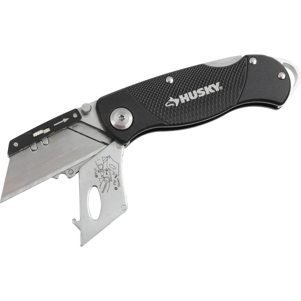 CUCHILLO PLEGABLE METALICO NEGRO + 10 REPUESTOS 1080114