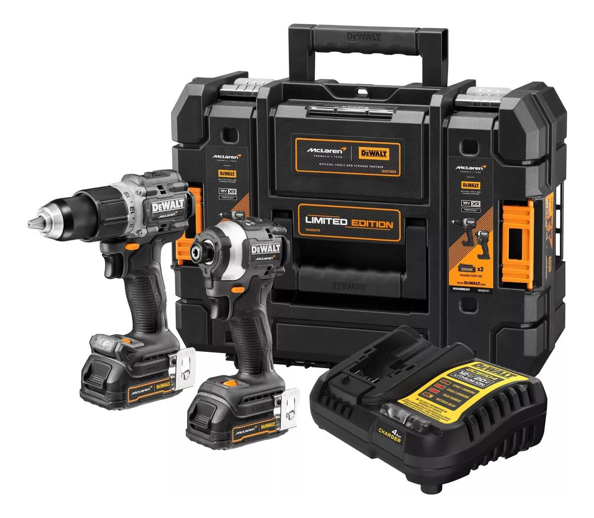 KIT TALADRO PERCUTOR Y ATOR IMPAC DEWALT MCLAREN DCK200ME2GT 0