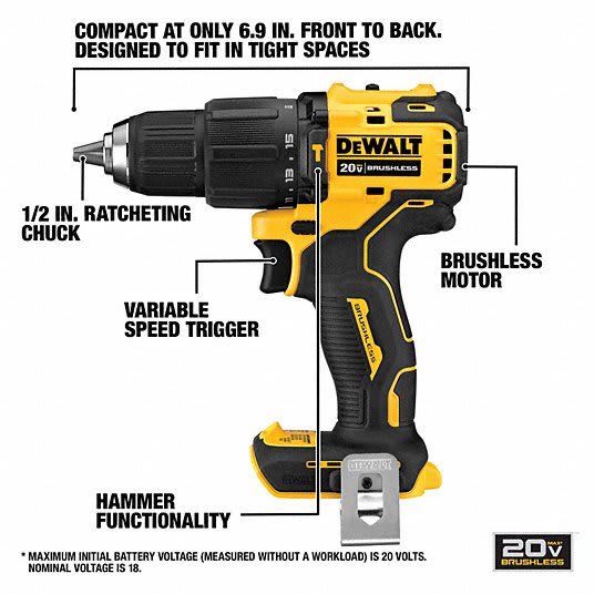 KIT TALADRO PERCUTOR DEWALT ATOMIC DCD709C2 + BATERIA POWERSTACK 5 AH2