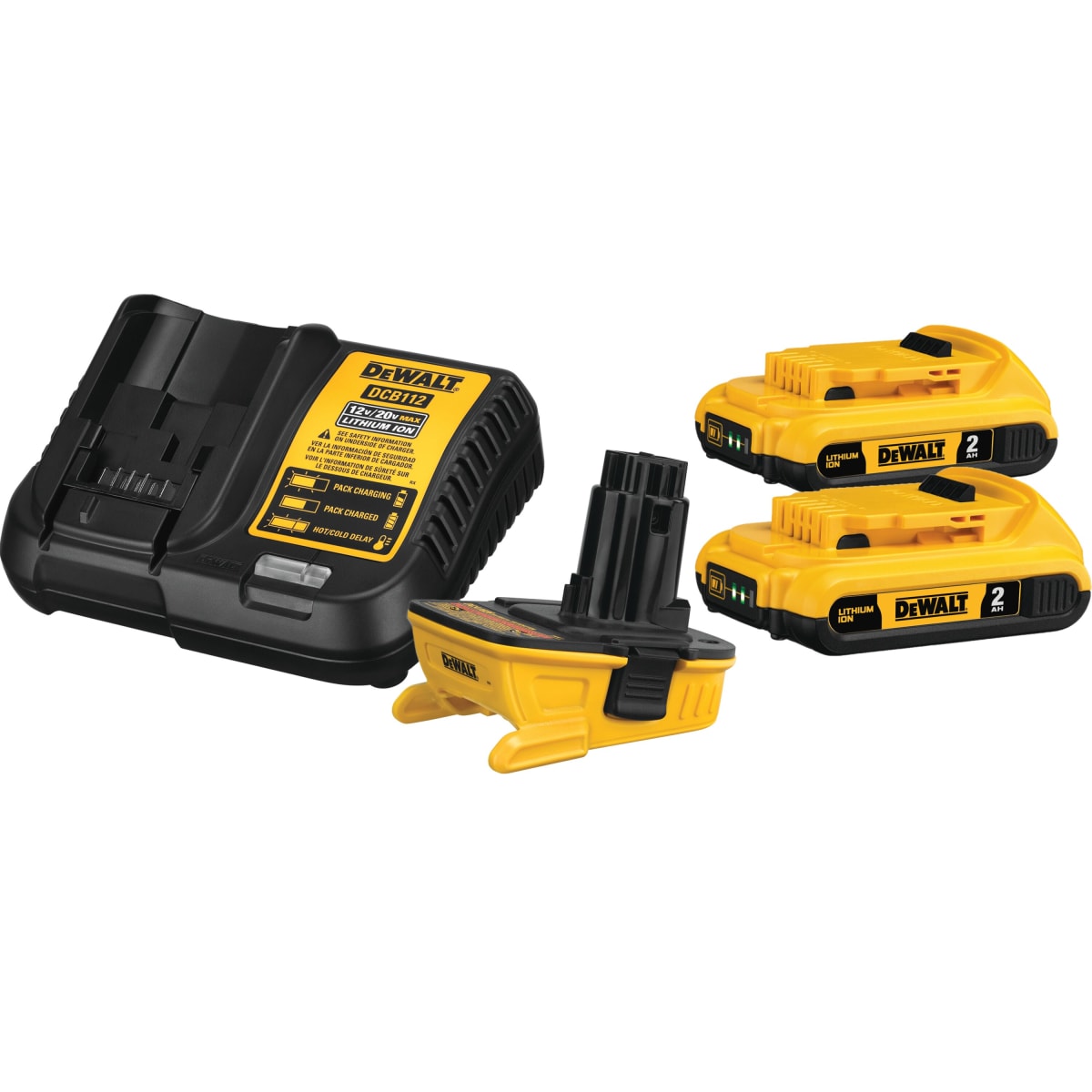 SET DE ADAPTADOR DE 18 A 20V + 2 BAT Y CARGADOR DEWALT DCA2203C 0