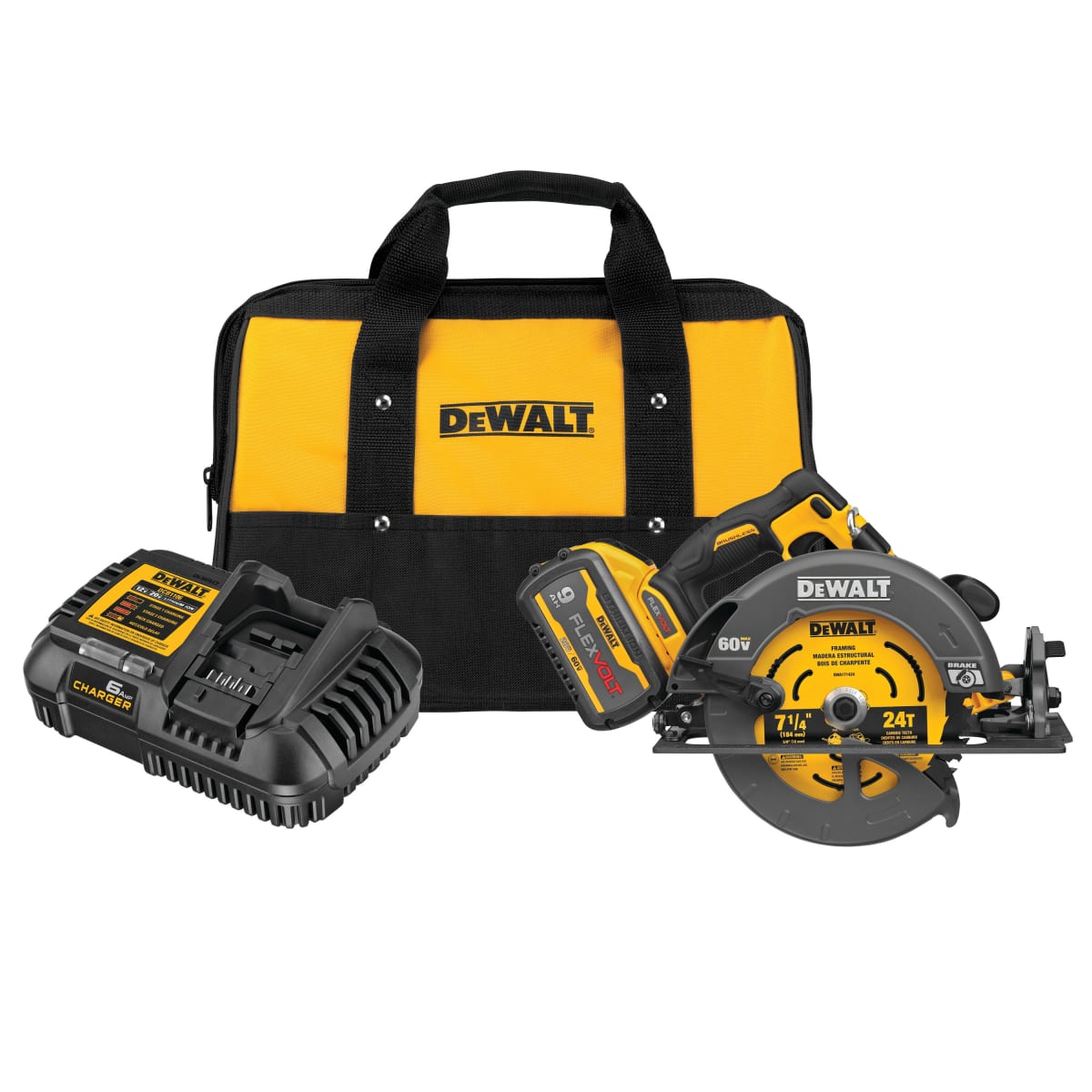 SIERRA CIRCULAR DEWALT FLEXVOLT + BAT 9.0 AH | TODOTALLER - Insumos  Industriales