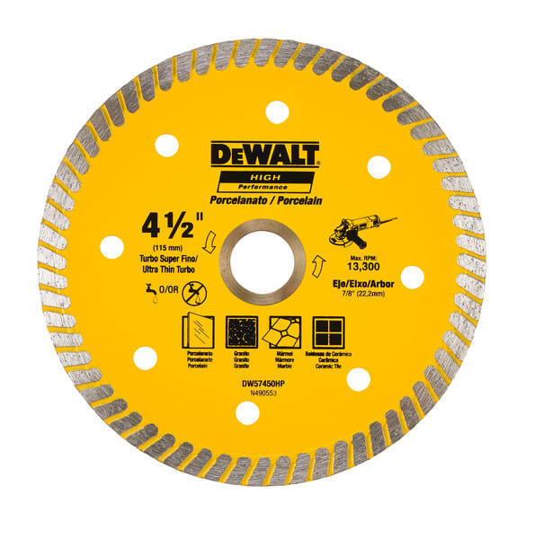 DISCO DIAMANTADO RANURADO 4-1/2 SUPER FINO HP DEWALT DW57450HP2