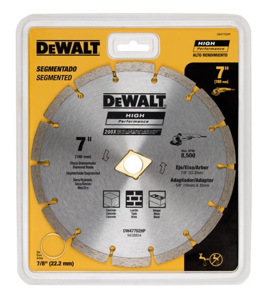 DISCO DIAMANTADO SEGMENTADO 180X0.08X22 HP DEWALT DW47702HP 0