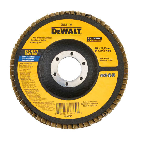 DISCO TRASLAPADO ZIRCONIA 115MM Z40 DEWALT DW8307-AR 0