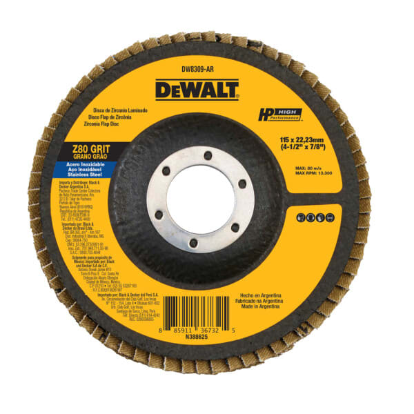 DISCO TRASLAPADO ZIRCONIA 115MM Z80 DEWALT DW8309-AR 0
