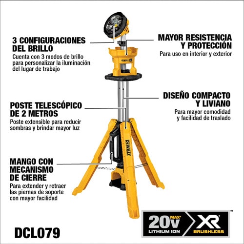 FOCO LED TRIPODE INALAMBRICO 20V DEWALT DCL079B6