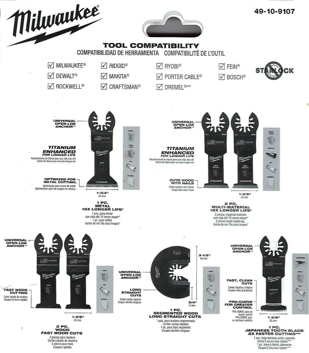 SET 7 HOJAS MULTIHERRAMIENTA MILWAUKEE 49-10-91072
