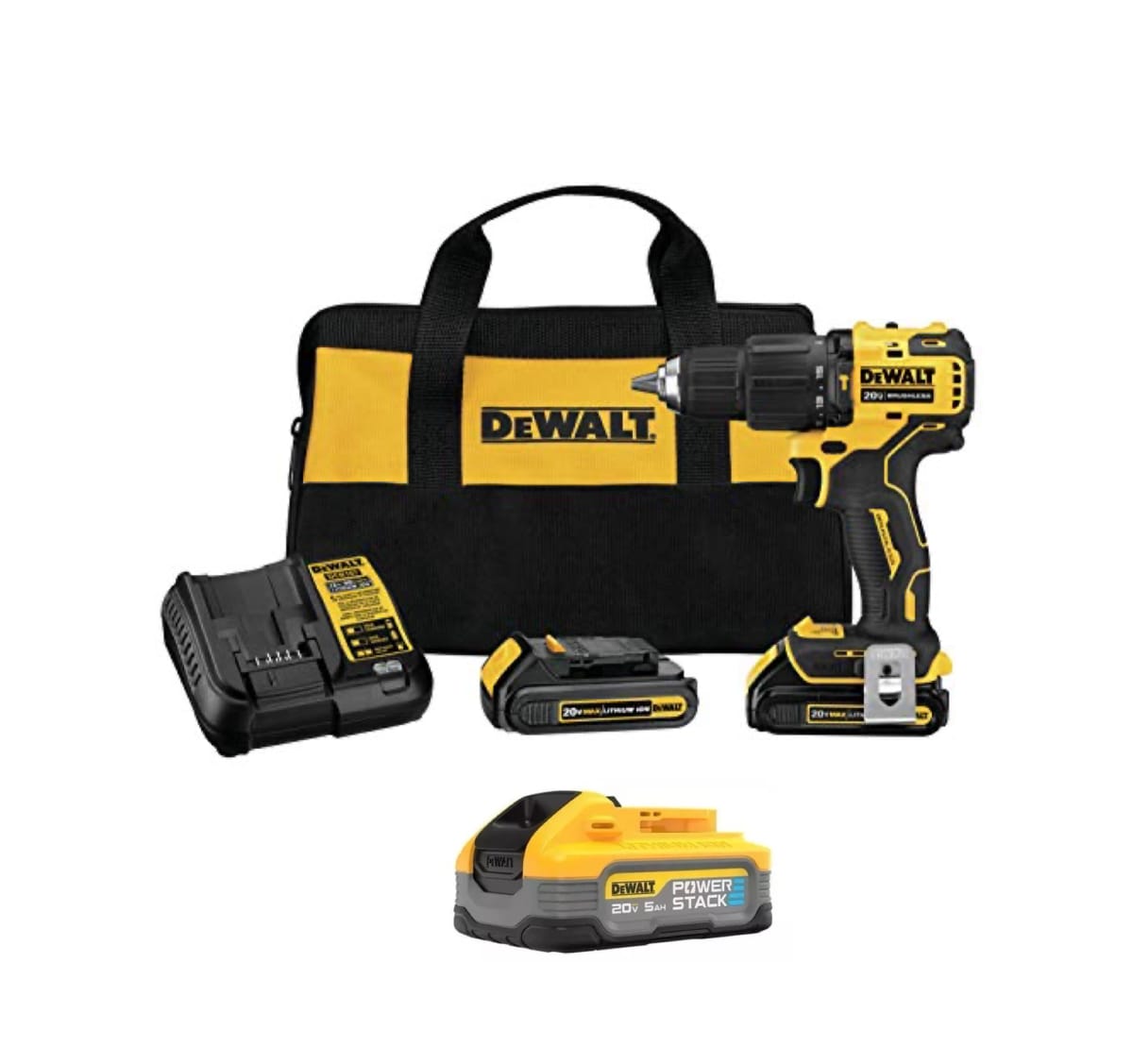 KIT TALADRO PERCUTOR DEWALT ATOMIC DCD709C2 + BATERIA POWERSTACK 5 AH 0