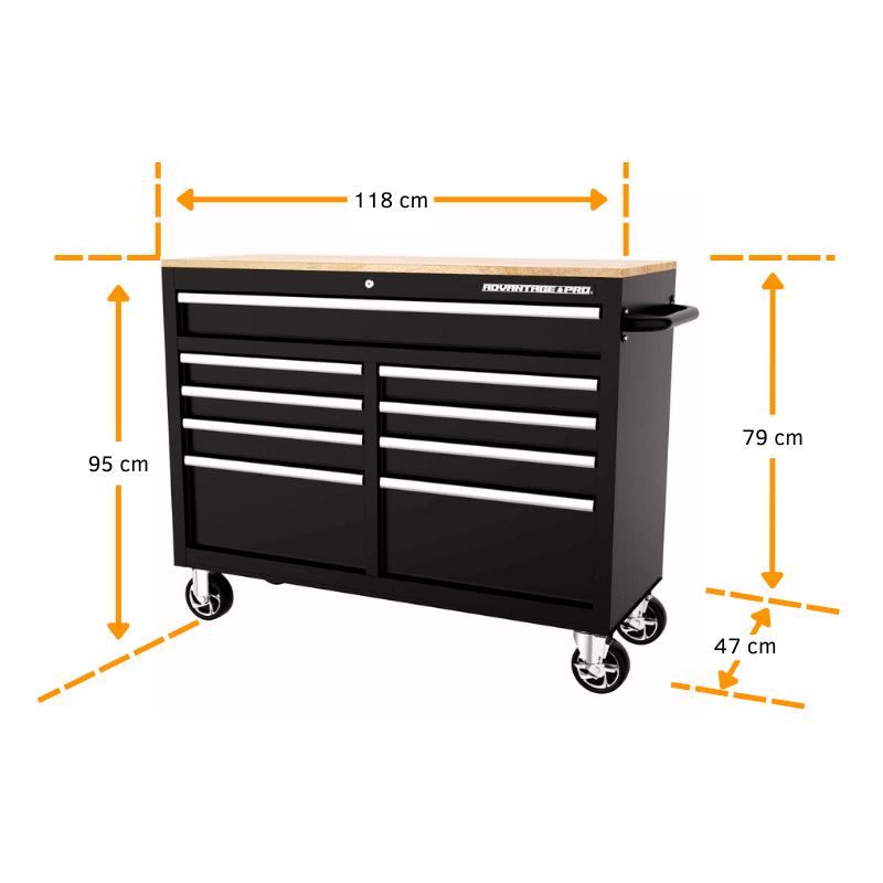 MESON DE TRABAJO 9 CAJONES NEGRO ADVANTAGE PRO MAT1-019 TT10