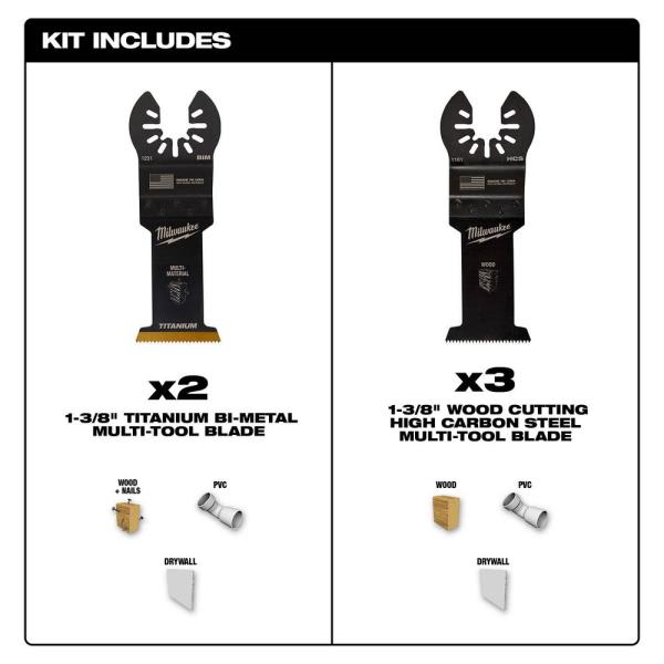 SET 5 HOJAS MULTIHERRAMIENTA MILWAUKEE 49-25-11352
