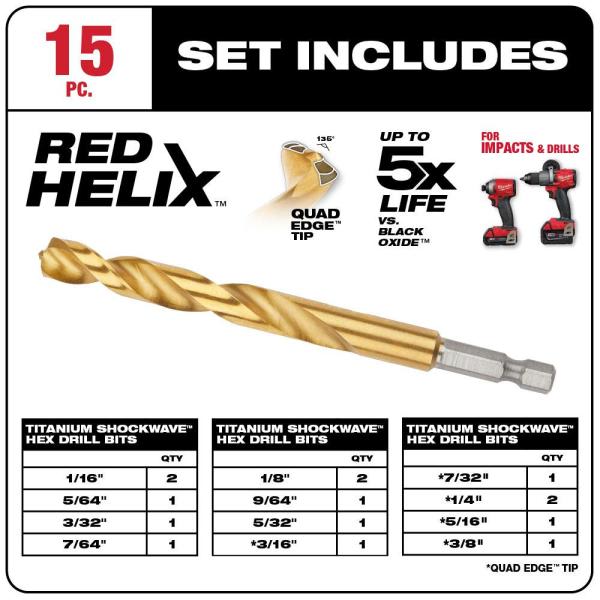 SET DE 15 BROCAS MILWAUKEE 48-89-46302