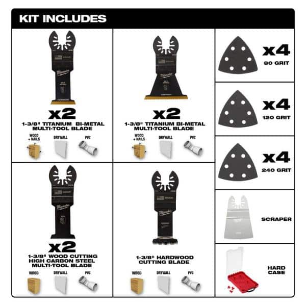 SET 20 HOJAS Y ACCESORIOS MULTIHERRAMIENTA MILWAUKEE 49-10-92205