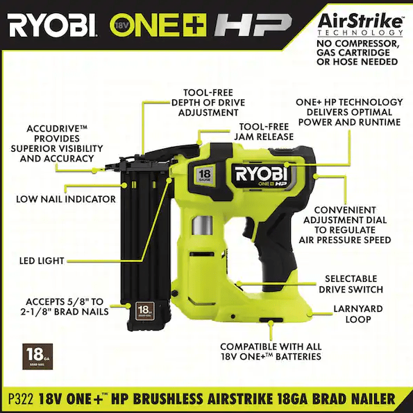 CLAVADORA INALAMBRICA  BRUSHLESS RYOBI ONE+ HP 18V P3228