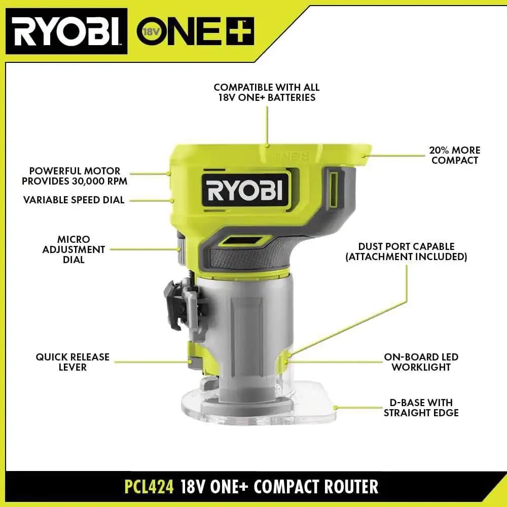 FRESADORA ROUTER 18V RYOBI PCL424B2