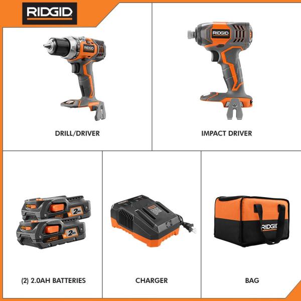 SET TALADRO Y ATORNILLADOR RIDGID 18V R960212