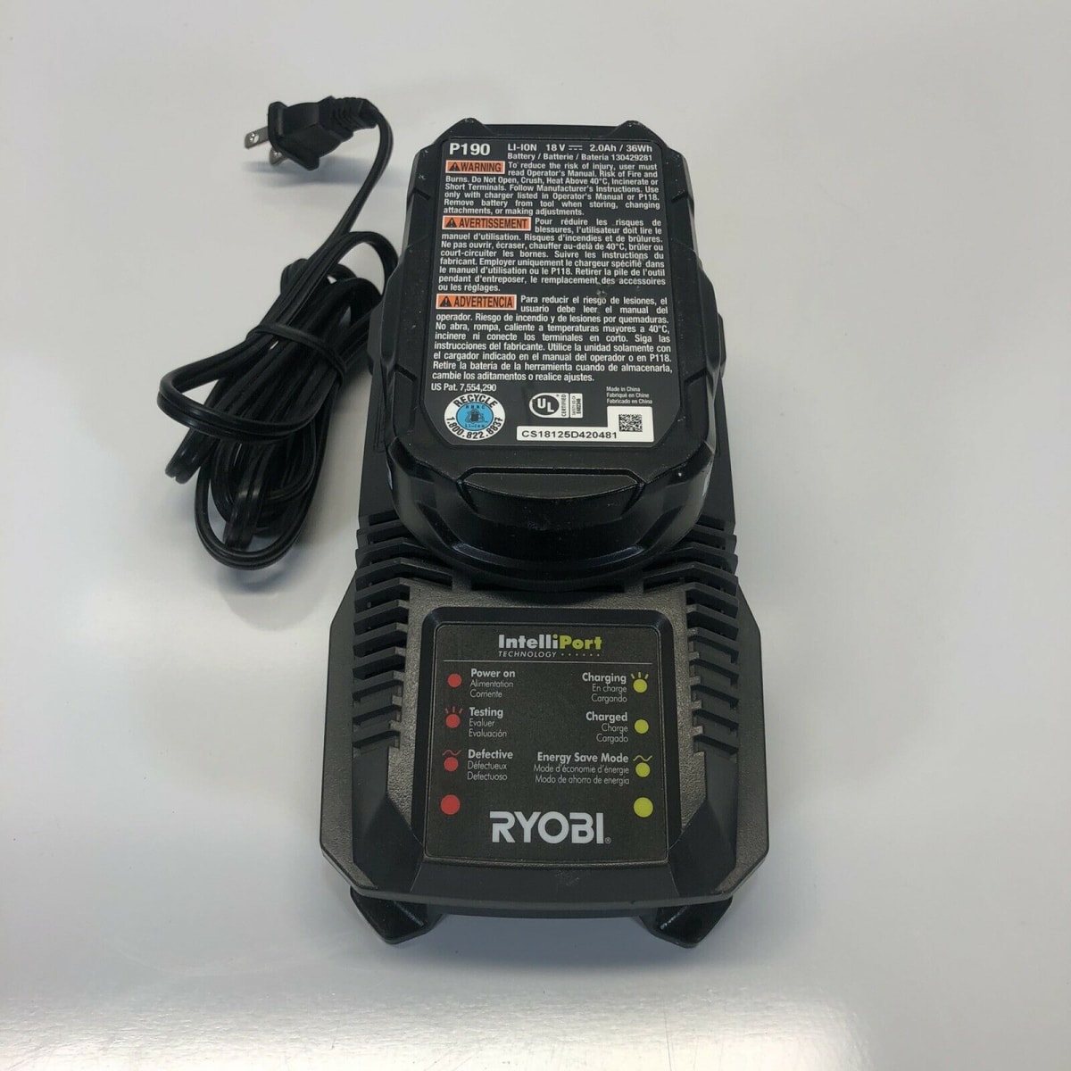 SET BATERIA Y CARGADOR 18V RYOBI P1633