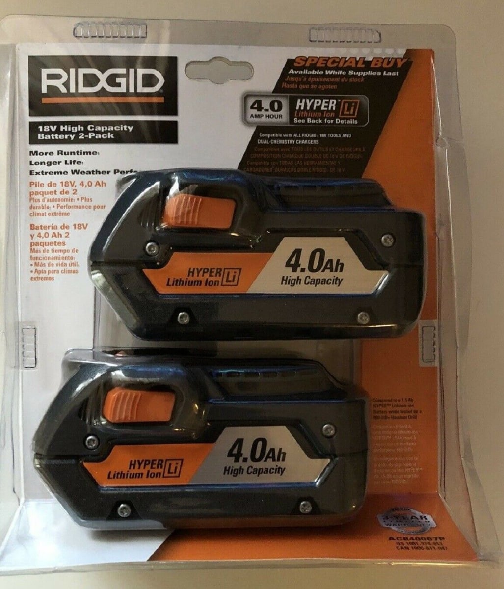 SET 2 BATERIAS RIDGID 4.0 AH AC87004P4