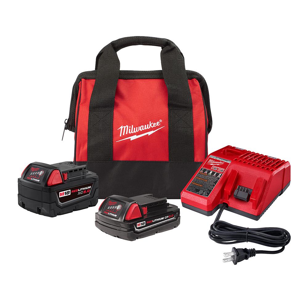 SET DE BATERIAS 5.0 + 2.0 AH MILWAUKEE 18V 48-59-1850TP 0
