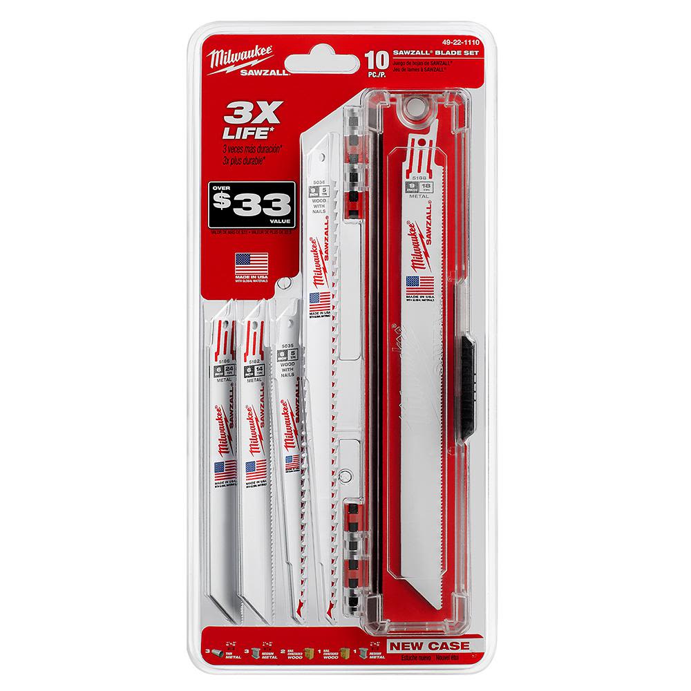 REPUESTOS SIERRA FRONTAL MILWAUKEE 10 PCS +8 CUCHILLAS 49-22-11104