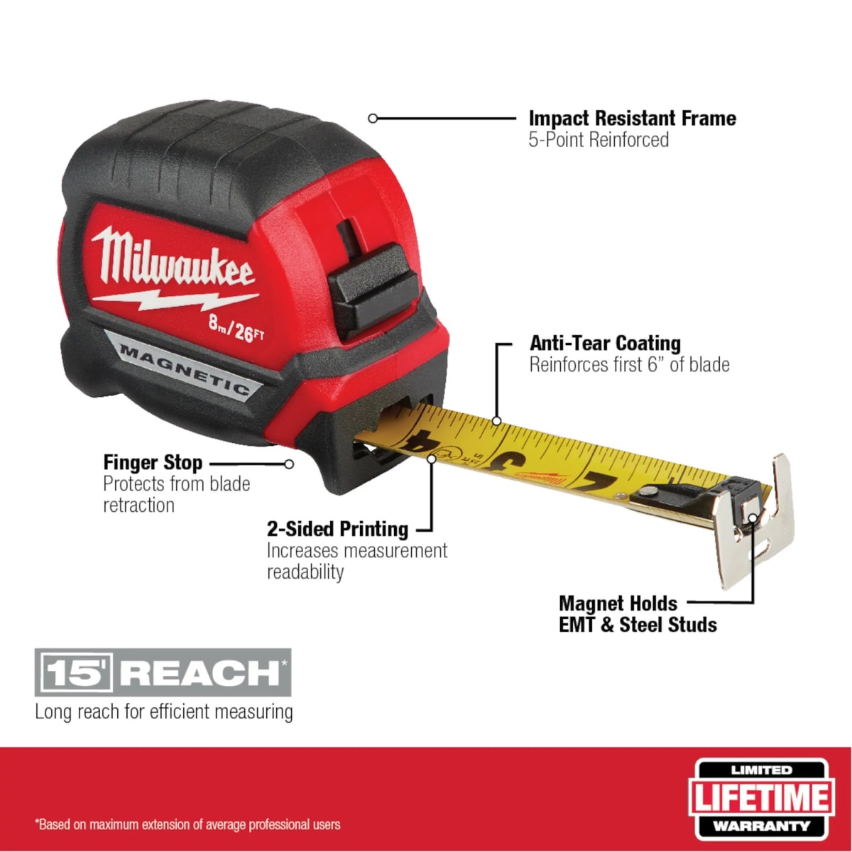 HUINCHA DE MEDIR  8M/26 PIES MILWAUKEE 48-22-03263