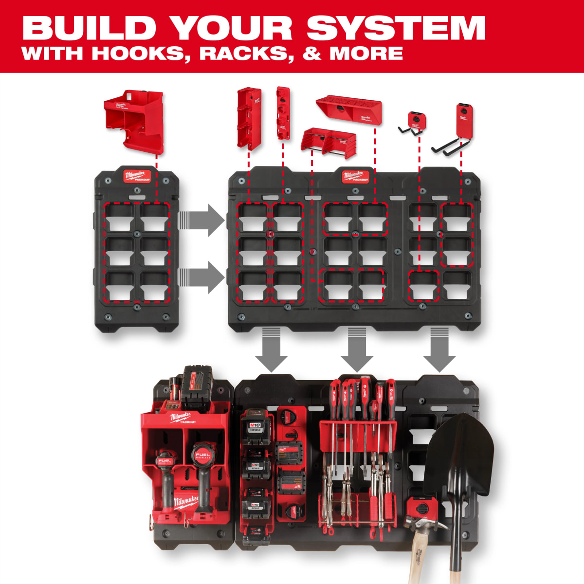 PLACA DE PARED COMPACTA PACKOUT MILWAUKEE 48-22-84866