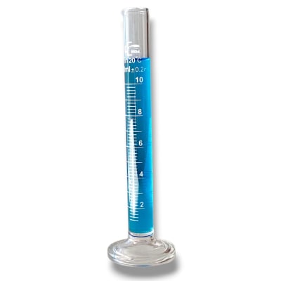 PROBETA DE VIDRIO 10 ML GRADUADA BASE REDONDA PRECISION +/- 0.2 ML